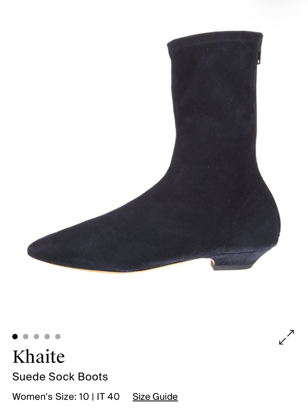 KHAITE Apollo Suede Pointed Sock Boots midnight navy
